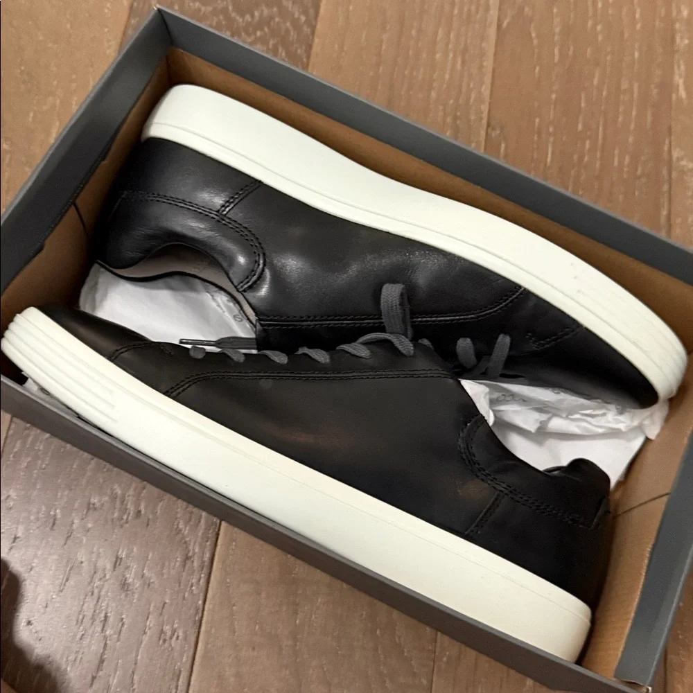 Ecco Men's Black Leather Casual Sneakers Size 47 - Picture 6 of 6